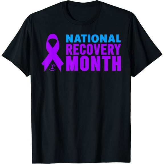National Recovery Month T-Shirt - Purple Ribbon T-ShirtBrand clothing, men and women can wear, black, white, gifts.
