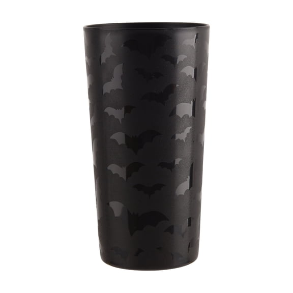 Mainstays 26 Ounce Round Plastic Etched Bat Tumbler, Black