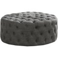 thumbnail image 1 of Best Master Furniture Anderson Pouf Rond de 40 Pouces en Tissu de Lin, Gris, 1 of 1
