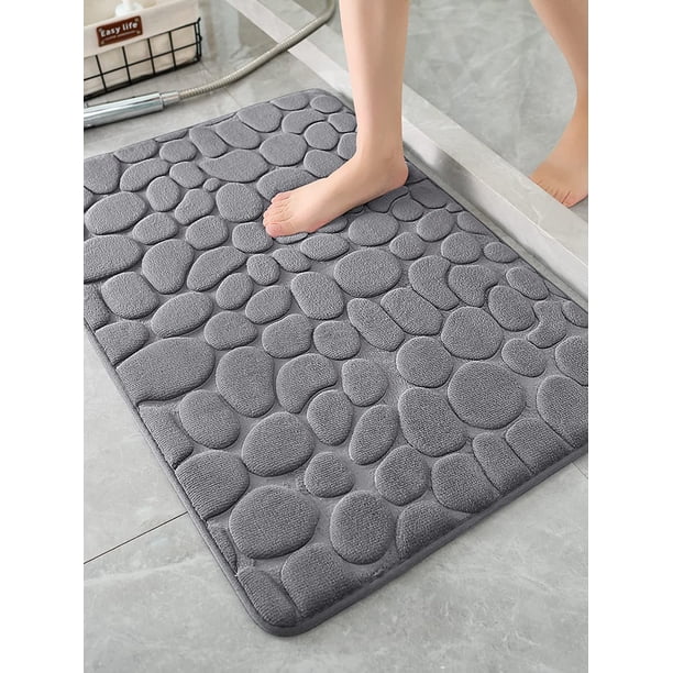 1pc Blue Stone Texture Sponge Bathroom Mat, Non-slip Bath Mat, Toilet Rug