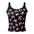 thumbnail image 5 of WEIWEN Womens Tank Tops with Built in Bras Slim Fitted Butterfly Printed Lace Spaghetti Strap Tank Top for Women Sleeveless Athletic Padded Cropped Tops Black, L, 5 of 7