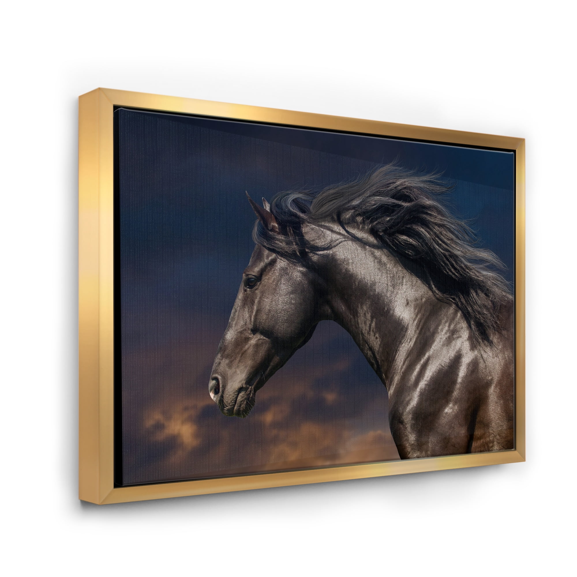 Designart 'Close Up Of Thoroughbred Nonius Stallion Horse III' Farmhouse Framed Canvas Wall Art Print