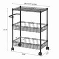 thumbnail image 3 of Kojooin Heavy Duty 3-Tier Wire Kitchen Cart – 600lbs Utility Rolling Storage Trolley with Basket Shelf & Handles, Mobile Organizer for Kitchen, Office, Bedroom, 3 of 6