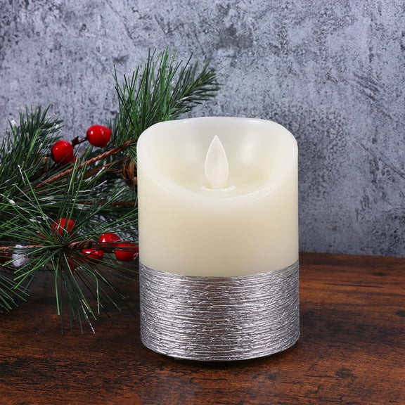WRITWAA LED Votive Candles Flickering Brushed Silver 1Pack for Parties