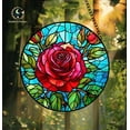thumbnail image 2 of Red Rose Stained Glass Suncatcher – Handcrafted Vibrant Rose Window Art, Flower Design for Home Décor, Romantic Rose Window Hanging 1887281906, 2 of 4