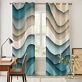 thumbnail image 4 of Teal Beige Ombre Kitchen Curtains 84 Inch Length, Moire Modern Abstract Art Geometric Grommet Top Bedroom Living Room Curtains, Light Filtering Cafe Curtain Drapes 2 Panels Set 84''x84'', 4 of 9