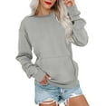 thumbnail image 2 of Women’s Long Sleeve Casual Crewneck Sweatshirt with Front Pocket, Soft Pullover Warm Top for Fall Winter Daily Fashion Outfits in Multiple Colors, 2 of 9