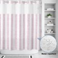 thumbnail image 3 of No Hook Shower Curtain, Pink Stripes Shower Curtains for Bathroom with See Through Top Window, Farmhouse Geometric Boho Striped Waterproof & Washable Bath Curtain 66"x72", 3 of 9