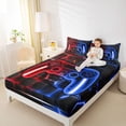 thumbnail image 4 of Feelyou Gaming Controller Kid Twin Sheet Sets, Futuristic Game Consloe Twin Fitted Sheet, Honeycomb Abstract Blue Flat Sheet, Lightweight Room Decor, 3 Pieces, 4 of 7