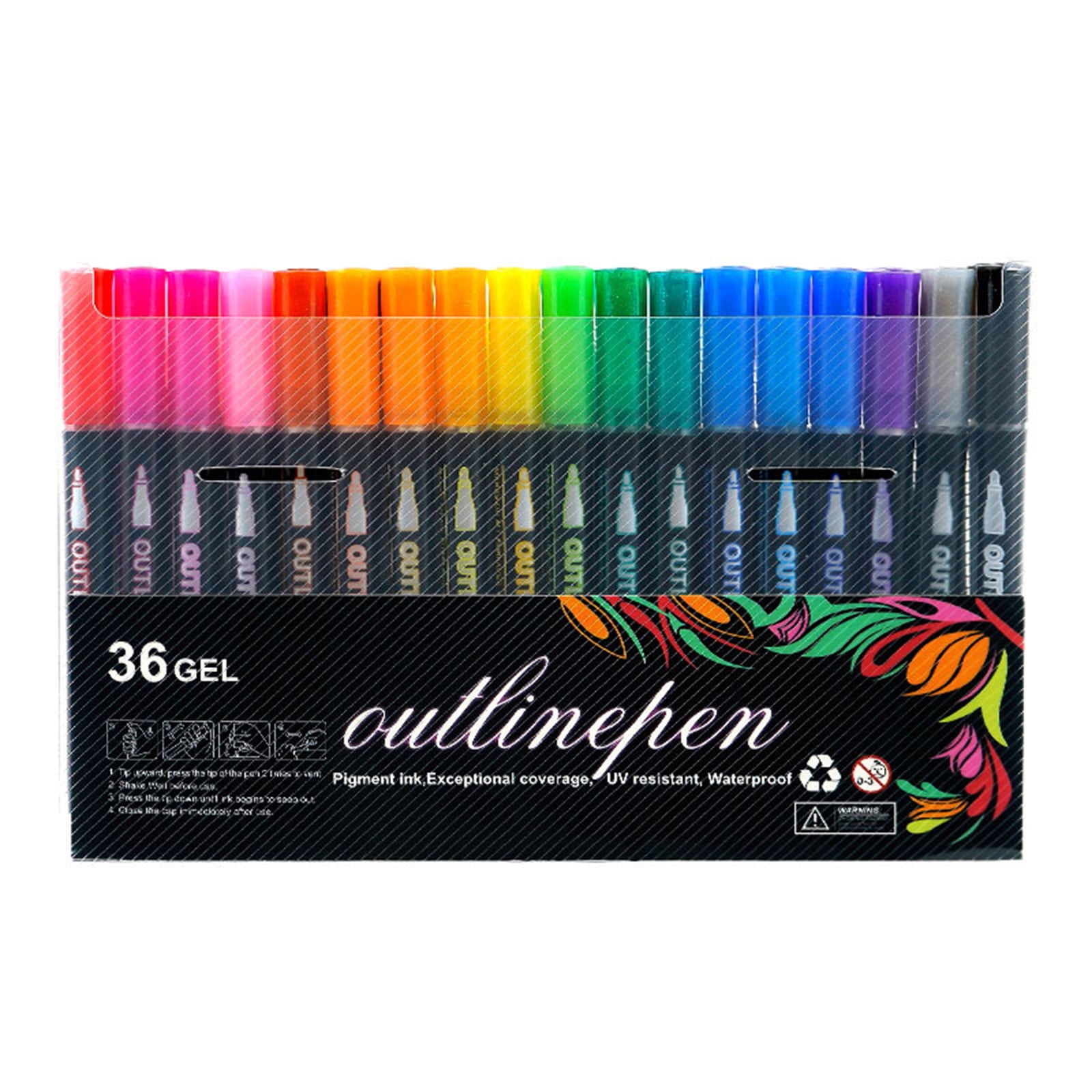 Marker Pen Smooth Flowi Double Line Glittering Gel Pen For Drawing Writing On Multiple Surfaces Fade Resistant Art Tools