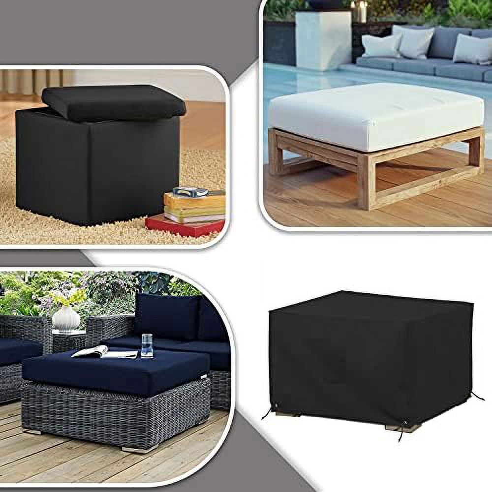Covers & All Square Ottoman Cover, Waterproof UV & Weather Resistant, 30" L x 30" W x 18" H, Black