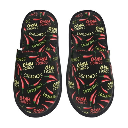 Balery Red Chili Slient Indoor Furry Fleece Comfort House Shoes Soft Non-Slip Home Shoes Cotton slippers House Slippers-- Large