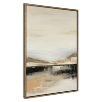 Kate and Laurel Sylvie Peaceful Landscape II Framed Canvas Wall Art by Amy Lighthall, 31.5x41.5 Gold, Modern Abstract Landscape Art for Wall
