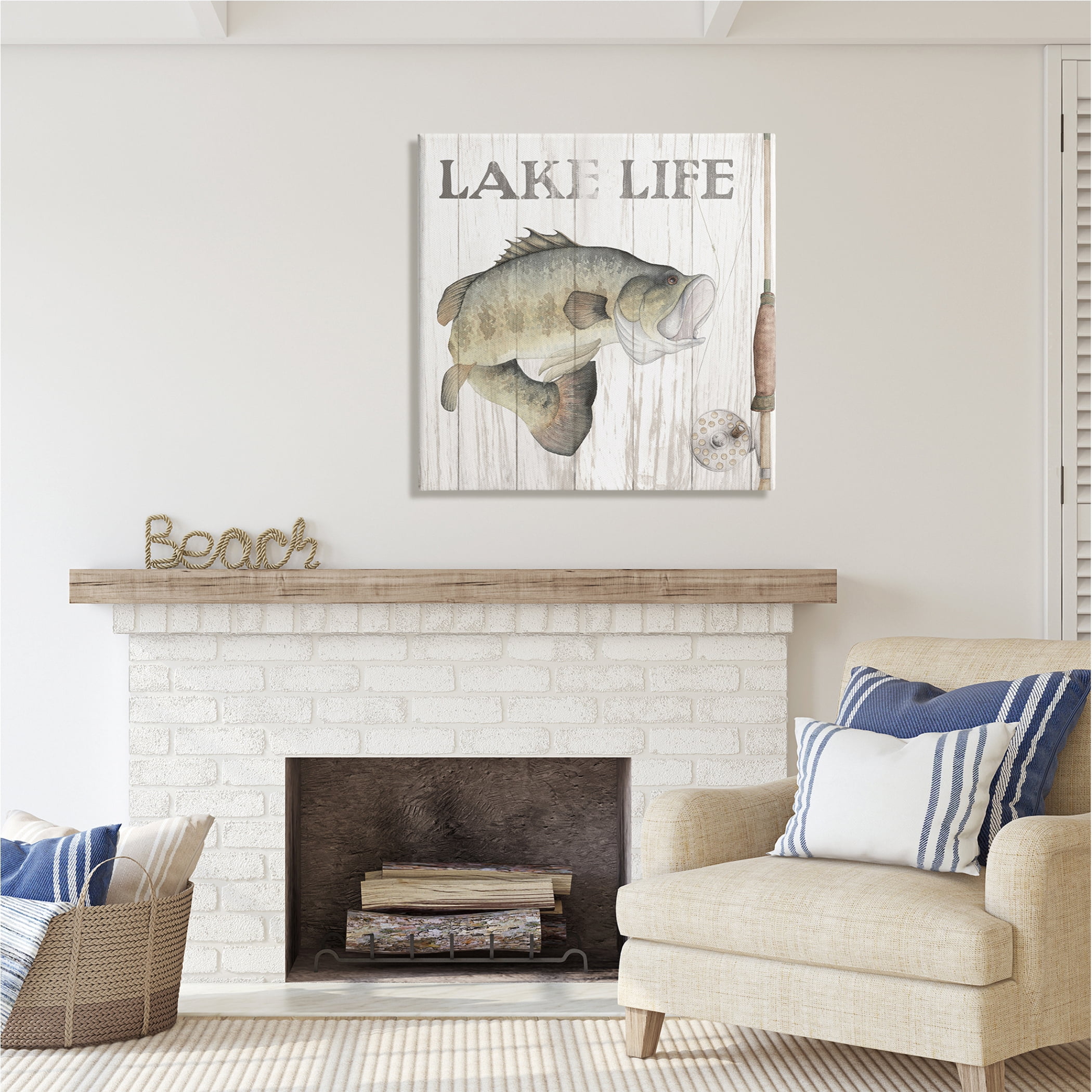 Stupell Industries Lake Life Fishing Phrase Animals & Insects Painting Gallery Wrapped Canvas Print Wall Art, 30 x 30
