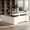 Rustic Brown & White With Monitor Stand, variant on 71" L-Shaped Executive Standing Desk with Outlets, Lockable File Cabinet, Drawers, Privacy Panel, Fixed Right Return, Walnut White