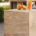 thumbnail image 3 of Jordana Square Plinth Indoor - Outdoor Patio Concrete Side Table in Travertine, 3 of 10