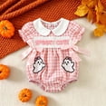 thumbnail image 2 of Mnyotv Cartoon Embroidery Rompers Short Sleeve Jumpsuits with Bow Infants Baby Girl Halloween Outfits Size 0-3 Months, 2 of 4