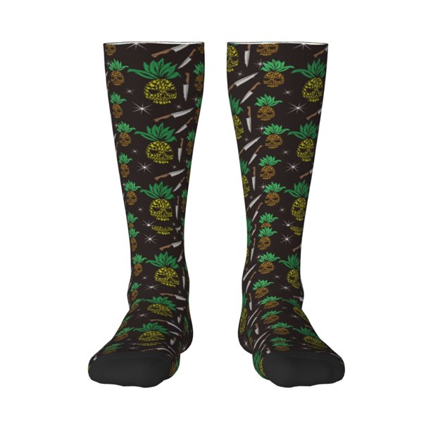 Fotbe Pineapples Calcetas Divertidas Estampadas para Hombre y Mujer, Calcetas de Algodón hasta la Rodilla para Caminar, Correr, Enfermería y Embarazo