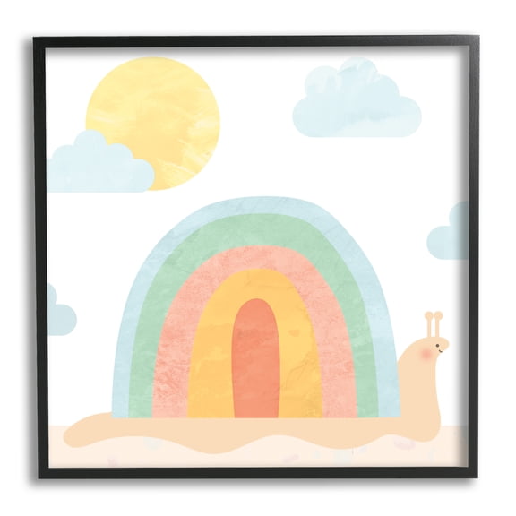Stupell Industries Snail Striped Rainbow Shell Animals & Insects Painting Black Framed Art Print Wall Art