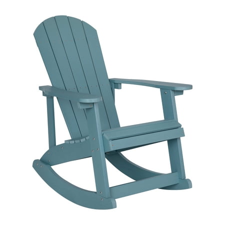 Flash Furniture Savannah Poly Resin Rocking Adirondack Chair - Sea Foam