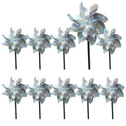 Pin Wheels Bird Deterrent Pinwheels 10Pcs Flower Garden Holographic Plant Protect Bright Flashes Super Shiny Windmill