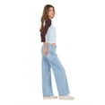 thumbnail image 3 of Forever 21 Women's Light Blue & Brown Varsity Raglan Crew Neck 3/4 Sleeve Top, for Casual Everyday Style, XS, 3 of 6
