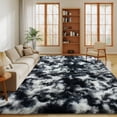 thumbnail image 3 of Janvonne 6x9 Fluffy Shag Area Rug,Ultra Soft Plush Fuzzy Shaggy Carpet for Living Room Bedroom, Non-Slip Floor Rug for Kids Girls Room Nursery, Tie-dye Black and White, 3 of 8