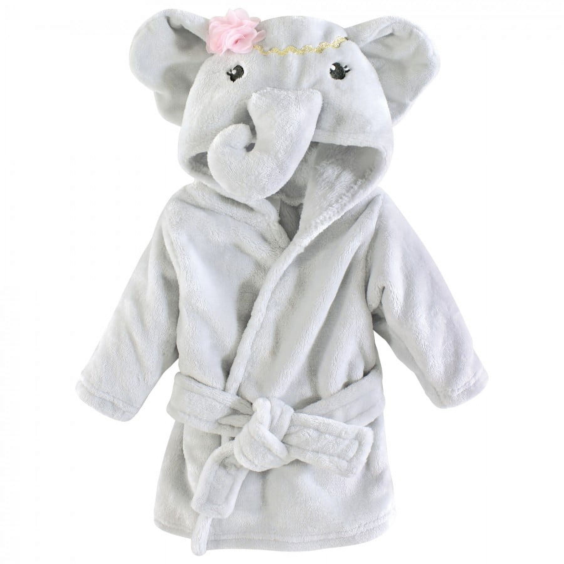 Little Treasure Infant Girl Plush Bathrobe and Toy Set, Blossom Elephant, 0-9 Months