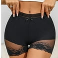 thumbnail image 4 of Seamless Boyshort Panties for Women No Show Underwear with Lace Trim, Black, Full Coverage Comfort Fit Mid Rise,Size S, 4 of 9