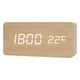 thumbnail image 2 of Reloj despertador digital con pantalla LED y termómetro de madera, funciona con pilas o con USB para dormitorio. Beige, 2 of 9