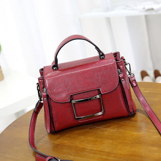 Bolso de mujer de moda de cuero encerado bolso cuadrado pequeño bolso bandolera de verano bolso retro para mujer
