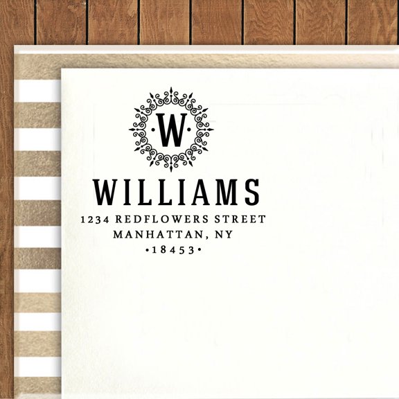 Printtoo Self Inking Ornate Monogram Custom Address Return Rubber Stamp Wedding Personalized Stamper