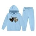 thumbnail image 4 of Cethrio Girls Outfit Sets, Long Sleeve Graphic Casual 2 Piece Hoodies and Sweatpants Sets Blue Size 9-10 T, 4 of 5