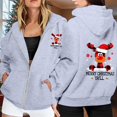 thumbnail image 2 of NinXxx Ladies' Christmas Zipper Long Sleeve Pocket Drawstring Hooded Sweatshirt Grey XXXL, 2 of 8