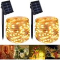 thumbnail image 1 of Morttic 2 Pack Solar String Lights,200 LEDs 66Ft Waterproof Outdoor Fairy Lights with 8 Lighting Modes,Garden Copper Wire Decorative Lights for Patio,Gate,Trees,Wedding,Party,Christmas (Warm White), 1 of 9