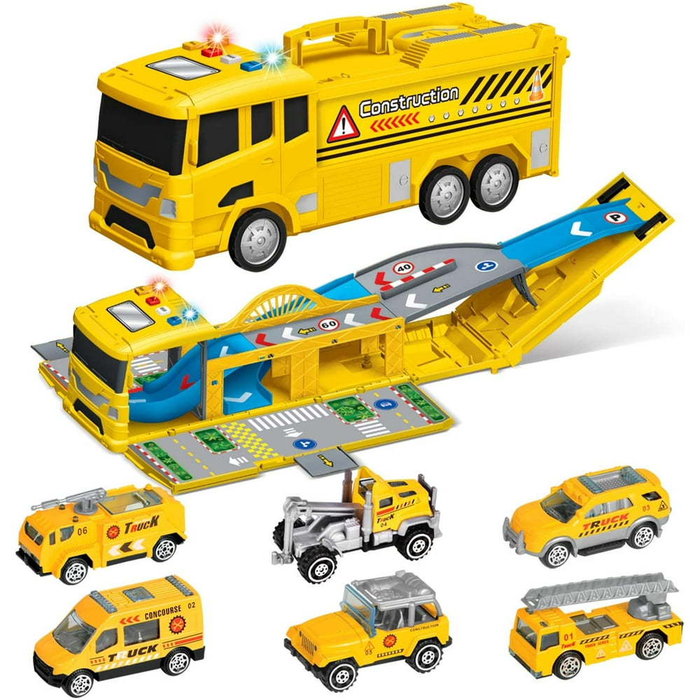FUN LITTLE TOYS Electric Construction Truck Toy Car Carrier Truck