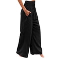 thumbnail image 3 of Xuanfei Women Wide Leg Linen Pants High Waist Palazzo Pants with Pockets, 3 of 5