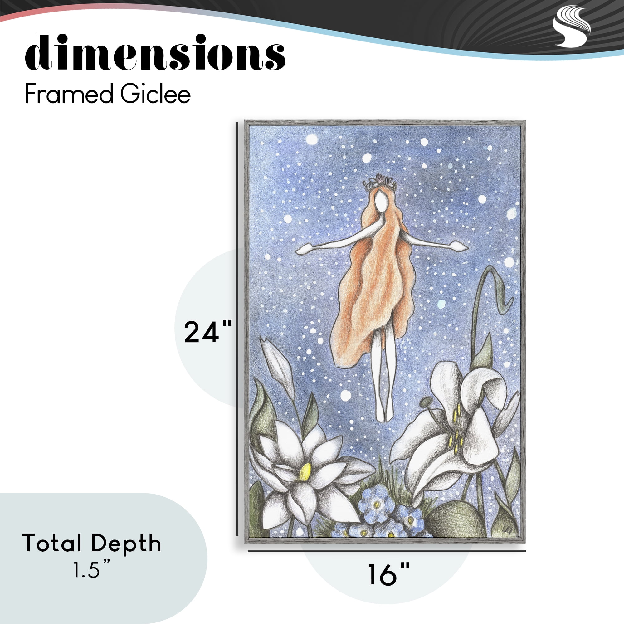 Mystical Garden Fairy Sparkle Gray Framed Giclee Art, design by Cecilia Battaini