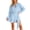 Blue, variant on Women's Champagne Metallic Mini Dress Tie Neck Long Sleeve Belted Tiered Ruffle Hem Party Dress,M