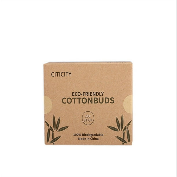 Bastoncillos de algodón de bambú - 100% biodegradables, 3 pulgadas de longitud, diseño de doble oreja - para limpieza de oídos, maquillaje y manualidades