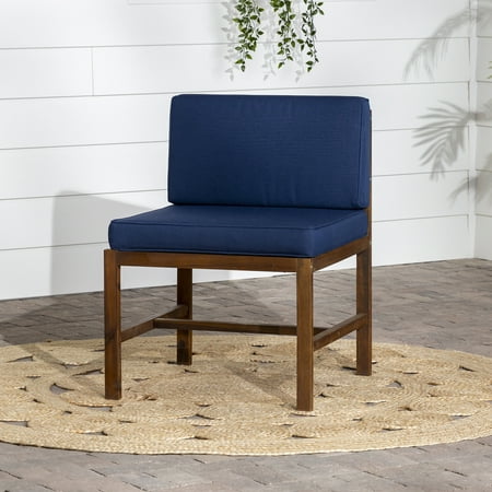 Manor Park Modern Acacia Modular Patio Armless Chair, Dark Brown/Navy