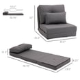 thumbnail image 3 of 2-In-1 Floor Lazy Sofa With 5 Position Adjustable Backrest, Dark Gray, 3 of 9