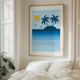 thumbnail image 5 of Retro Vintage Tropical Island Sunset - Digital Art Tropical Palm Tree Beach Minimalist Seascape Ocean Sunset Oak Framed Wall Art Print 6 x 8 inches, 5 of 12