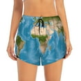 thumbnail image 3 of Uemuo Earth View World Map Pattern Women's Athletic Shorts High Waisted Running Shorts with Liner Pockets Gym Elastic Workout Shorts-X-Large, 3 of 9
