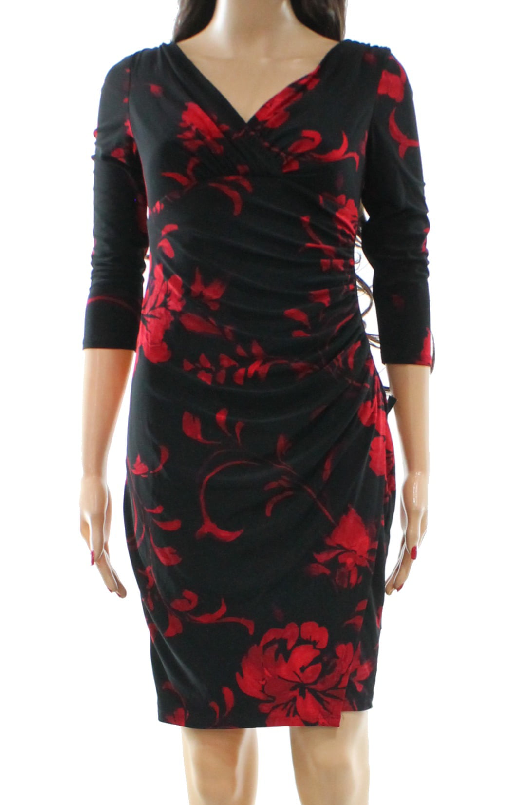 ralph lauren black dress with red flowers