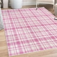 thumbnail image 1 of Plaid Decorative Rug, Modified Stripes Crossed Horizontal and Vertical Lines Forming Squares, Quality Carpet for Bedroom Dorm and Living Room, 6 Sizes, Pale Pink, by Ambesonne, 1 of 4