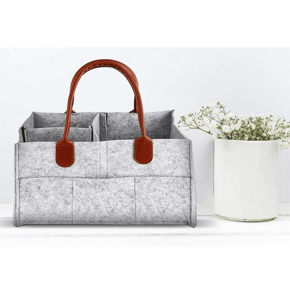 Large Baby Diaper Caddy Organizer – Nursery Storage Bag with Adjustable Compartments | Eco-Friendly Felt, Soft Handles & Shoulder Strap | Includes Waterproof Changing Pad – Perfect for New Parents