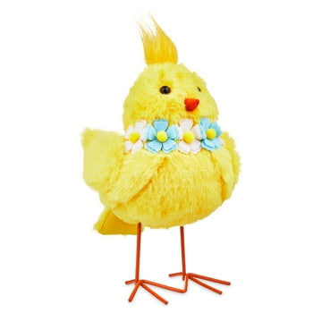 Easter Small Yellow Fabric Chick Tabletop Decoration, 7 in, Way To Celebrate