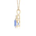 thumbnail image 2 of ANGARA Natural Trillion Tanzanite Solitaire Pendant with Trio Diamonds in 14K Yellow Gold for Women (Size-6mm) | December Birthstone, Anniversary, Jewelry Gift for Women | Natural Tanzanite Necklace, 2 of 7