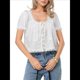 thumbnail image 2 of Blusa de Encaje con Lazo Frontal para Mujer, Transparente, de Corta, Cuello Redondo, Botones, Estilo Bohemio, con Volantes, Estilo Y2K S, 2 of 8